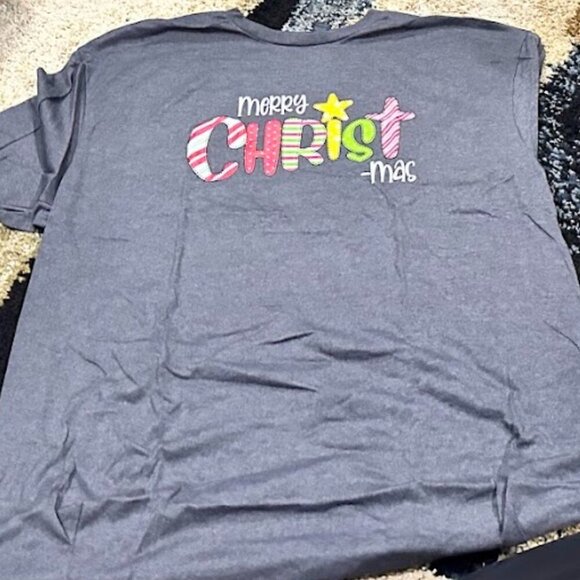 Merry CHRISTmas Colorful text on grey size XL Unisex NWT Eternal Light T-Shirt - Picture 5 of 9